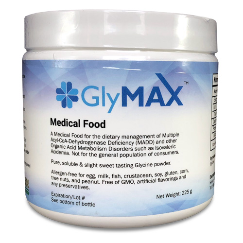 GlyMax Glycine Medical Food for Multiple Acyl-CoA-Dehydrogenase Deficiency and Isovaleric Acidemia, Powder, Net Weight 225g
