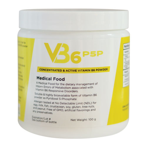 Tub of VB6 P5P Concentrated and Active Vitamin B6 Powder as Pyridoxal 5-Phosphate With Lid, Medical Food, Net Weight 100g